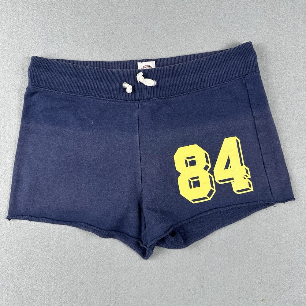Vtg 90s Abercrombie & Fitch Sweat Shorts Women's Medium Blue University Cut Off - Picture 2 of 16